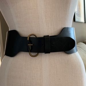 Barney’s New York Black Wide Italian Leather Belt
